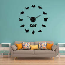 Reloj de pared decorativo Norweigian Forest Cat Breed Big Time, superficie de espejo, gatito único, animales, arte de pared para Hospital, bricolaje, silencioso 2024 - compra barato