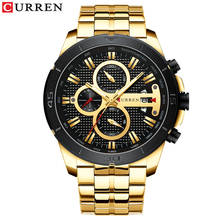 Curren-relógio de pulso dourado masculino, luxuoso, estilo empresarial, novo, 2020 2024 - compre barato
