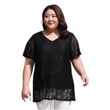 Tuhao blusa feminina plus size 7xl 6xl 5xl 4xl, mulheres renda manga curta folgada blusas femininas elegante mãe roupas wm06 2024 - compre barato