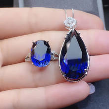 New Arrival Natural Real Sapphire jewelry set Natural Real Sapphire 925 sterling silver 1pc pendant,1pc ring 2024 - buy cheap