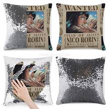 Nico Robin 1st Wanted Poster-one Piece Sequin Pillowcase Glitter Throw Pillow for Party Cafe Home Sofa Anime Tard Anime Manga Ja 2024 - buy cheap