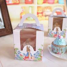 30pcs Cute Rabbit Printed Cupcake Box with Handle Birthday Party Cup Cake Boxes Packaging for Cupcake Wedding Cake Box 2024 - buy cheap