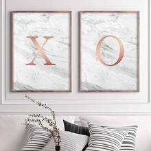 Rose Gold Marble Posters and Prints Scandinavian XO Letters Poster Wall Art Fashion Painting Art Wall Pictures for Living Room 2024 - buy cheap