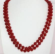 Модные ювелирные изделия Бесплатная доставка Потрясающие Длинные 33 "10 мм круглый натуральный красный рубин ожерелье из бус из драгоценного камня AAA 2024 - купить недорого