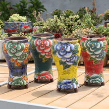 Coreano novo estilo pintados à mão carnudos vasos de flores pintados à mão vasos de flores antigos potes coreanos 2024 - compre barato