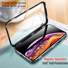 Магнитный чехол из закаленного стекла для iPhone 11 Pro X XS MAX XR 7 8 Plus, магнитный металлический бампер для Samsung Galaxy Note 10 Plus 2024 - купить недорого