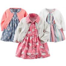 Newborn Infant Baby Girl Bodysuit Dress Floral Dresses+Long Sleeve Knitted Cardigan 2 Pieces Sets Baby Girls Clothing Outfits 2024 - buy cheap