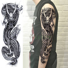 Водостойкая Временная тату-наклейка Дракон праджна на всю руку, искусственная тату, большой флэш-тату рукав, большой размер, татуаж для мужчин и женщин 2024 - купить недорого