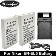 Bonadget-batería EN-EL5 para cámara Digital, Cargador USB para Nikon Coolpix P4 PS30 P80 P90 P100 P500 P510 P520 P530 P5000 P5100 P6000 2024 - compra barato