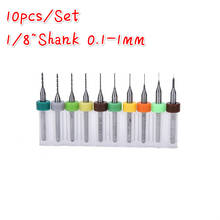 10pcs/Set 1/8"Shank 0.1-1mm Print Circuit Board Drill Bits, Carbide Micro Drill Bits, CNC PCB Twist Drill 2024 - buy cheap