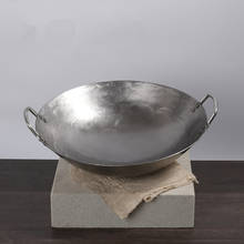 Non-coating Woks Gas Cooker Traditional Handmade Pot Huge Manual Forging Wok With Binaural 34/38cm 2024 - buy cheap