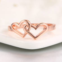 Женское кольцо с двумя искусственными камнями, подарок на день Святого Валентина, нежное ювелирное изделие цвета розового белого золота, R215 R252 2024 - купить недорого