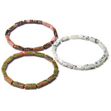 Pulseiras de pedra cuboide natural, pulseiras femininas, homens, labradorites, jades imperial, jaspers, pulseira de miçangas, moda, joia exclusiva da moda 2024 - compre barato