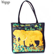2021 New Gold Elephant Handbag Embroidered Bag Women's Canvas Shoulder Bag Large Capacity Travel Shopping Bag Sac Femme Bolsos 2024 - buy cheap