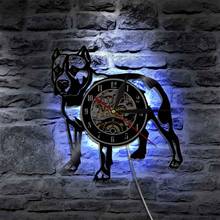 American Bully Pitbull Vinyl Record Wall Clock Home Decor Pet Puppy Animal Dog Modern Wall Lamp Decorative Lighting 2024 - buy cheap