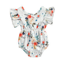 2021 3-24M Infant Baby Girls Summer Romper Floral O-Neck Ruffled Short Sleeves Jumpsuit with Crotch Button for Toddlers 2024 - buy cheap