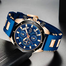 LIGE-Reloj analógico de silicona para Hombre, accesorio de pulsera de cuarzo resistente al agua con cronógrafo, complemento Masculino deportivo de marca de lujo disponible en color azul 2024 - compra barato