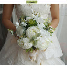 Европейский Букет невесты Цветочные букеты для свадьбы и фотографии шелковые цветы пиона искусственные цветы 2024 - купить недорого