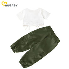 Ma&baby 1-5Y Summer Toddler Kid Child Girl Clothing Set White Bandage T shirt Tops Green Pants Outfits Tracksuits 2024 - buy cheap