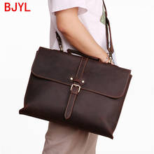 Bolsa de mão masculina de couro, bolsa de ombro com alça para laptop, mala de viagem 2024 - compre barato