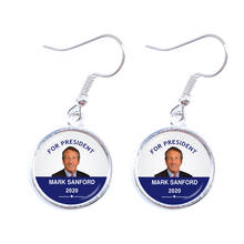 For President 2020 USA Support Mark Sanford 16mm Glass Cabochon Silver-plate Drop Earrings USA Flag Jewelry For Women Girls Gift 2024 - buy cheap