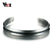 Vnox Simple Retro Indentation Bangle Bracelet For Men Women, High Quality Stainless Steel Cuff Bracelets Pulseiras Jewelry 2024 - buy cheap