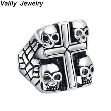 Valily Men's Punk Skull Ring Old Motorcycle Biker Rings Stainless Steel Vintage Skeleton Rings for Men Jewelry 2024 - buy cheap