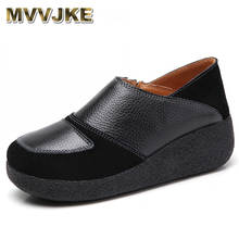 MVVJKE  Casual Woman Flats 2020 Genuine Leather Women Platform Rubber Shoes Lace Up Loafers Autumn Ladies Large Size Shoes Woman 2024 - buy cheap