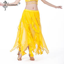 Falda de traje de danza del vientre para mujer, Falda de baile largo Tribal indio, gasa con volantes, vestido de danza del vientre Oiental 2024 - compra barato