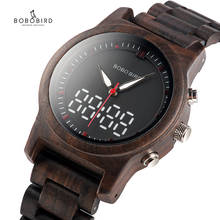 BOBO BIRD-reloj analógico de madera para hombre y mujer, accesorio de pulsera de cuarzo resistente al agua con doble pantalla Digital, complemento Masculino de marca de lujo disponible en Caja de regalo de madera, modelo R02 2024 - compra barato