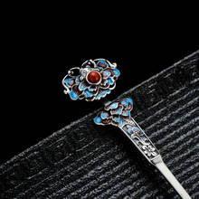Hair Accessories 925 Sterling Silver Hair Stick Cloisonne Enamel Jewelry Luxury Blue Beads Hairpins Flower Vintage Handmade 2024 - buy cheap