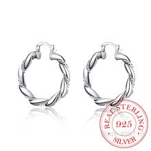 Pendientes de aro grande de plata esterlina 925 para mujer, accesorios de joyería de boda, aretes de cuerda trenzada coreana a la moda, 2020 2024 - compra barato