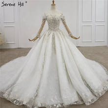 Серен-Хилл белое высококачественное сексуальное свадебное платье с открытыми плечами 2020 с длинными рукавами и бисером блестящее свадебное платье CHX0089 2024 - купить недорого