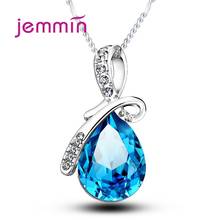 925 Sterling Silver Transparent Crystal Big Water Drop Pendant Necklaces Zircon Long Wedding Necklaces For Women Jewelry 2024 - buy cheap