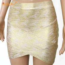 Falda de tubo de rayón de gran elasticidad para mujer, Falda de tubo Irregular de cintura alta, ajustada, Sexy, de color dorado y plateado 2024 - compra barato