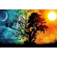 Pintura de diamantes 5d diy, paisaje de árbol y sol y luna, bordado de diamantes completo, mosaico de punto de cruz, Kit de manualidades, decoración del hogar, regalo 2024 - compra barato