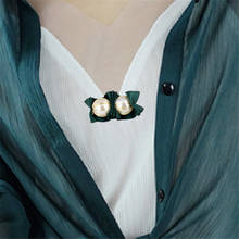 Wwlb ladies pano arte pérola tecido flor broche pino cardigan camisa xale pino profissional casaco distintivo meninas jóias acessórios 2024 - compre barato