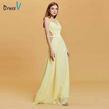 Dressv a line long prom dress daffodil scoop neck floor length lace gown women sleeveless party evening formal prom dresses 2024 - buy cheap