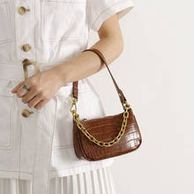 Bolsa de mão feminina de cor sólida, bolsa casual de ombro com estampa de crocodilo 2024 - compre barato
