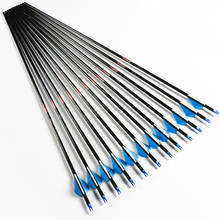 Linkboy flechas de carbono, 12pçs, setas de carbono puro 2 ", pontas de ponto, para composto, arco tradicional, tiro de caça 2024 - compre barato