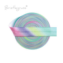 BRISTLEGRASS 5 Yard 5/8" 15mm Pastel Rainbow Print Fold Over Elastics FOE Spandex Satin Band Hair Tie Headband Tutu Dress Sewing 2024 - buy cheap