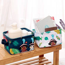 Cotton Desktop Storage Basket INS Cute Printing Waterproof Linen Sundries Cosmetics Storage Box Toy Makeup Storage Bag Organizer 2024 - buy cheap