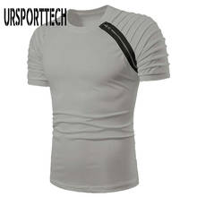 2021 New Summer T shirt Men Big Size Short Sleeve Folds T shirt Men Loose Casual T-shirts For Men Zipper Streetwear Tops Tees 2024 - buy cheap
