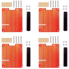 4 шт. GPIO Breakout DIY макет экран печатной платы Красный Плата расширения комплект совместимый для Raspberry Pi 4 3 2 Модель B + A + 2024 - купить недорого