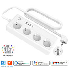 Enchufe inteligente Wifi con 4 puertos USB de carga rápida, enchufe europeo de 16A, longitud de Cable de 1,8 M, Control por voz, funciona con Google Home, Alexa, IFTTT 2024 - compra barato