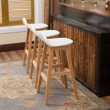 Taburete de Bar de madera maciza nórdica, silla creativa con respaldo alto, silla de Bar minimalista moderna, taburete de Bar Retro europeo 2024 - compra barato