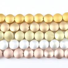 Piedra Natural esmerilada de oro rosa, hematita, monedas de 4x8mm, cuentas espaciadoras sueltas redondas para fabricación de joyas, pulseras de 15 pulgadas 2024 - compra barato