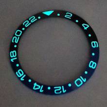 Inserto de bisel de reloj superluminoso de 38mm, anillo de bisel de cerámica GMT negro y azul, piezas de reloj compatibles con relojes GMT de 40mm 2024 - compra barato