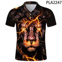 2020 New Lion Animal Ropa De Hombre Fashion Casual  Short Sleeve Summer 3D Printed Men Shirts Streetwear Cool Polo Homme 2024 - buy cheap