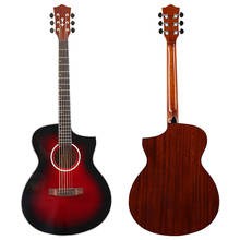 40 polegada ângulo afiada design guitarra acústica vermelha 6 cordas de alto brilho guitarra folk com haste fardo 2024 - compre barato